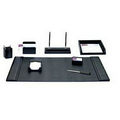 Black 8 Piece Classic Top Grain Leather Desk Set